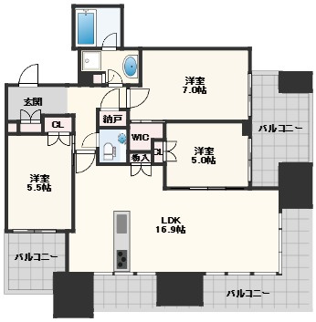 シティタワー大阪本町の間取り
