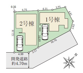 豊中市東泉丘　第2期　新築一戸建ての区画図|全２区画