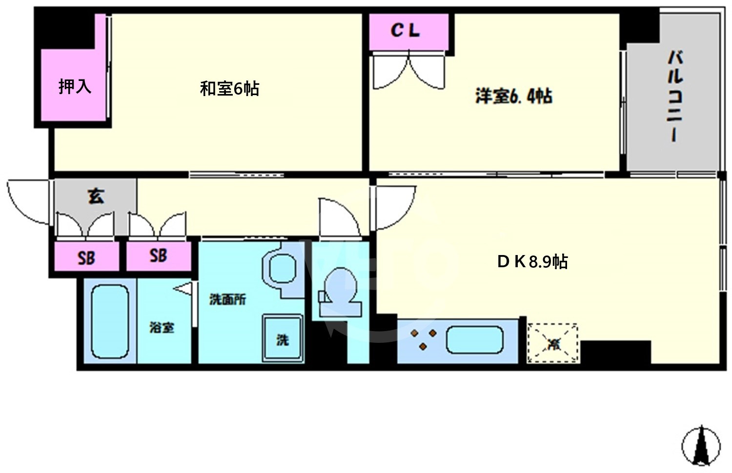 フラッツ志香　堀江小学校の間取り|フラッツ志香　間取り