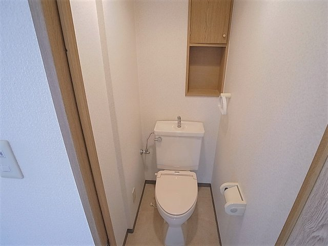 神戸市兵庫区荒田町３丁目の賃貸マンションのトイレ|広々トイレ。収納も有り