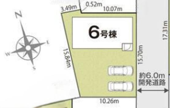 新築戸建 富士市中里22-1期 6号棟 166.26㎡(50.29坪)の区画図|6号棟　並列駐車2台