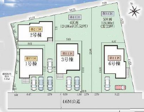 【仲介手数料０円】相模原市緑区相原5期　新築一戸建て　全6棟の区画図|相模原市緑区相原5期　新築一戸建て　全6棟