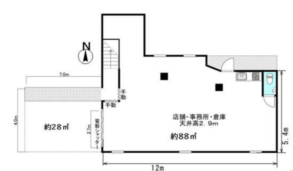 豊中市北条町３丁目の倉庫の間取り