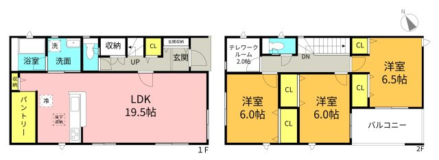 碧南市宮町第5　新築戸建＜5号棟＞の間取り|3LDK＋パントリー＋テレワークルーム