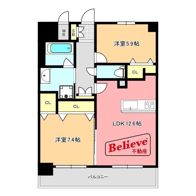 マンションRの間取り|使い勝手の良い間取りです♪