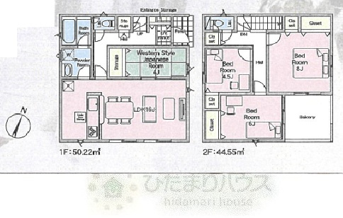 野田市上花輪第21　新築戸建　1号棟の間取り|4LDK+2台分可能な駐車スペース(^^)/車種により異なる場合がございます。
