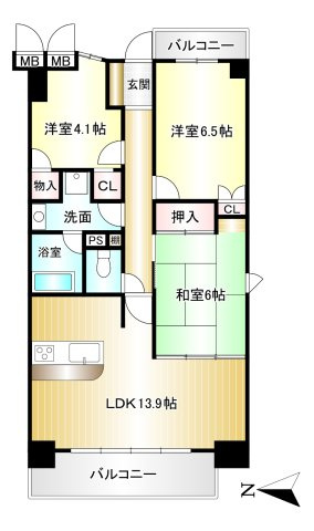 東急ドエル大和八木アネックス C棟の間取り|専有面積：68.20ｍ2