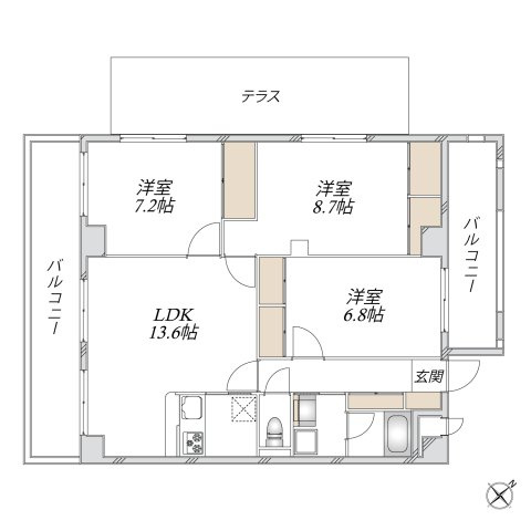 マーメイドラグーンの間取り|★角部屋３面窓／２面バルコニー★