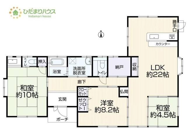 【間取り】 | つくばみらい市陽光台２丁目　中古戸建 | 家族の集まるLDKは広々22帖！贅沢な空間を演出！