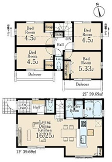【間取り】 | 【仲介手数料無料！！】府中市天神町4丁目　新築戸建て（全5棟）1号棟　6290万円