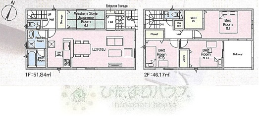 野田市上花輪第21　新築戸建　3号棟の間取り|4LDK+2台分可能な駐車スペース(^^)/車種により異なる場合がございます。

