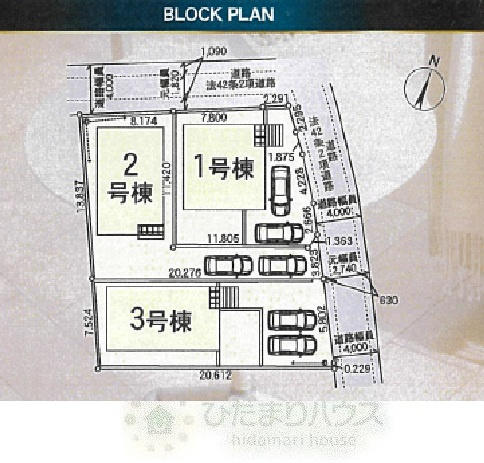 野田市上花輪第21　新築戸建　3号棟の区画図|接道：北東側幅員約4.0ｍ私道