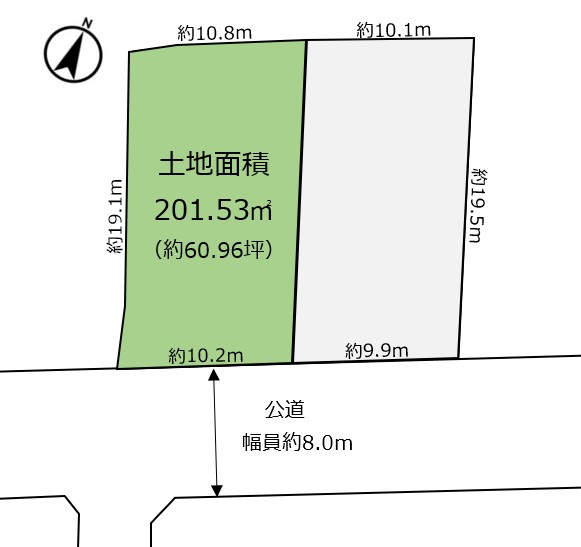 朝日ヶ丘町 売土地 西区画の区画図
