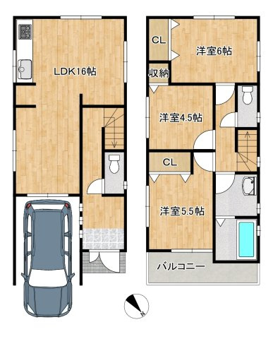 中安井町３丁　中古戸建の間取り|【即日見学予約可能】現況空家ですので、お忙しい方でもお仕事帰り等にご内覧頂けます♪