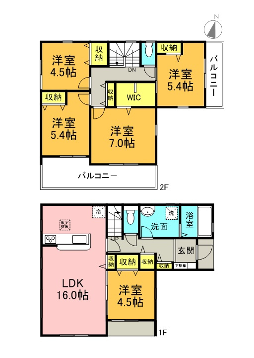 碧南市池下町　新築戸建＜5号棟＞の間取り|5LDK＋WIC