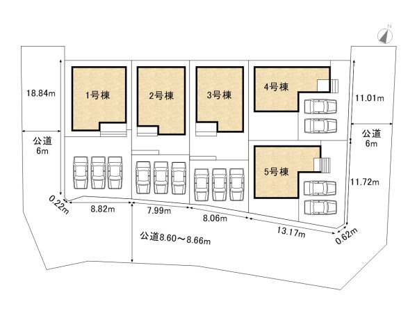 碧南市池下町　新築戸建＜5号棟＞の区画図|駐車場並列2台可能