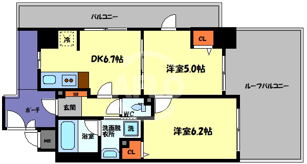 エステムプラザ心斎橋Ⅱノール・ロジェ　開平小学校区の間取り|エステムプラザ心斎橋IIノール・ロジェ　間取り