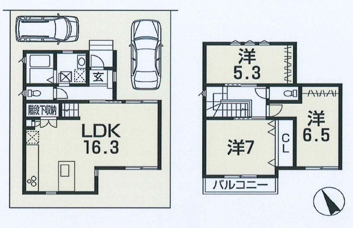 野洲市栄　新築戸建の間取り