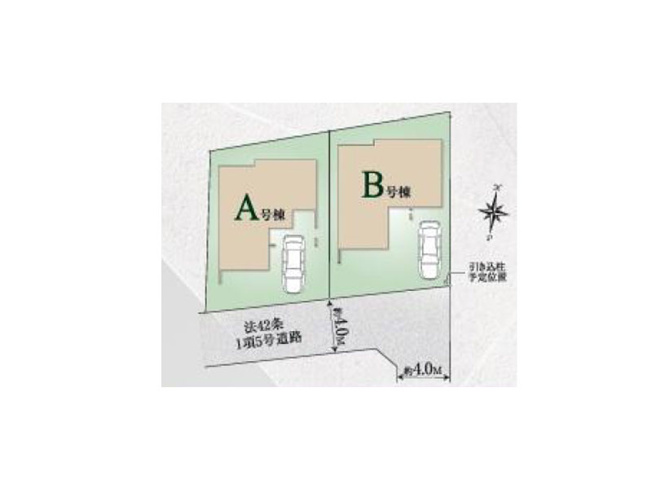 【区画図】 | 西東京市東町4丁目　新築一戸建住宅　全2棟　(保谷店) | B号棟/保育園、幼稚園、小中学校が徒歩10分圏内に集まり子育て環境良好です。※図面を基に作成しています。現況と異なる場合は現況を優先いたします。