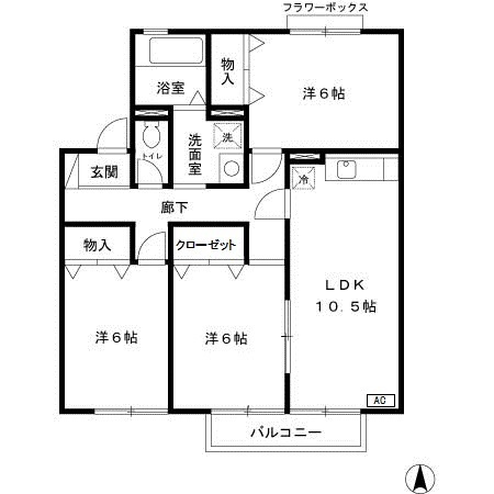 セジュール甲風園の間取り
