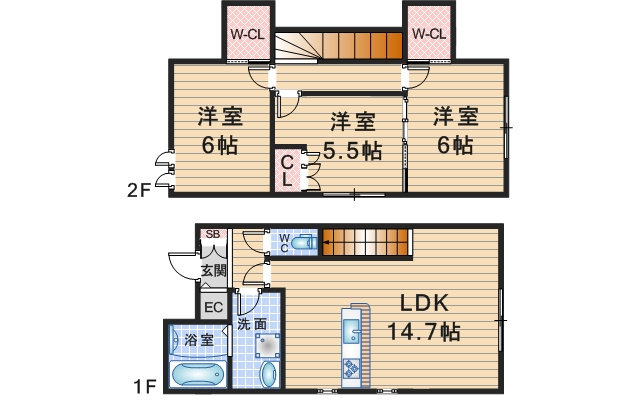 フォレストメゾン蛍池中町の間取り
