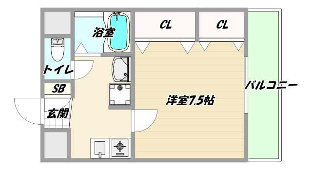 大阪市東淀川区柴島１丁目の賃貸マンションの間取り