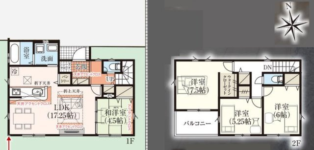 松戸市栄町西１丁目新築戸建【古ヶ崎小学校：6分】の間取り|南向き・4LDK