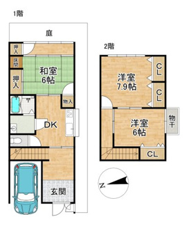 【間取り】 | 衣笠総門町貸家
