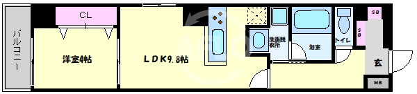 AMBITIOUS鎗屋町の間取り|AMBITIOUS鎗屋町（アンビシャス鎗屋町）　間取り（反転タイプ）