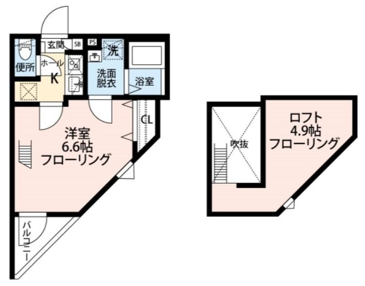 川崎市中原区市ノ坪のアパートの間取り