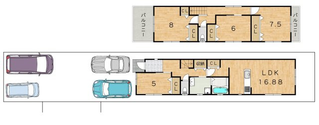 【間取り】 | 大津市大江1丁目　2区画分譲地　1号地