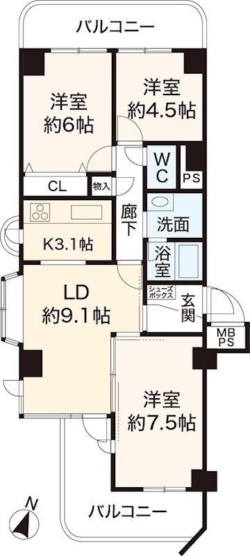 六甲道ロイヤルマンションの間取り