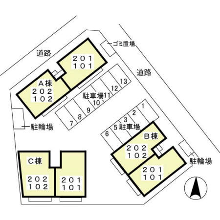 コートブラン ＡＢＣの区画図