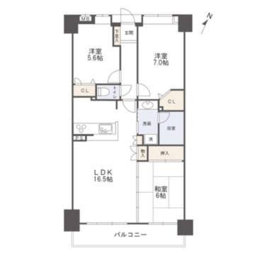 アーサー博多南ステーションの間取り|3LDK・74.75㎡・7階