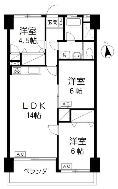 野沢３丁目仮住まいマンションの間取り