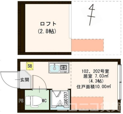 北区西ケ原４丁目のアパートの間取り