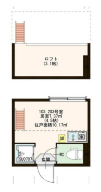 足立区千住仲町のアパートの間取り