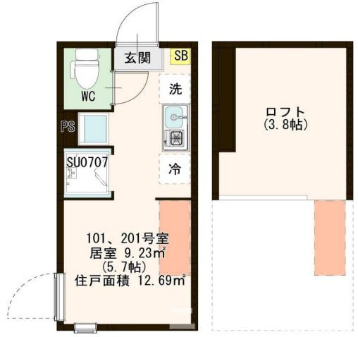 足立区千住宮元町のアパートの間取り