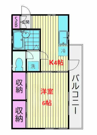 【間取り】 | サングレイス | 洋室6帖　K4帖
