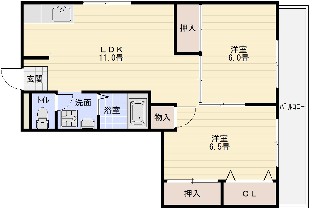 コーポ柏原の間取り|コーポ柏原（柏原市旭ヶ丘）　　3DK
