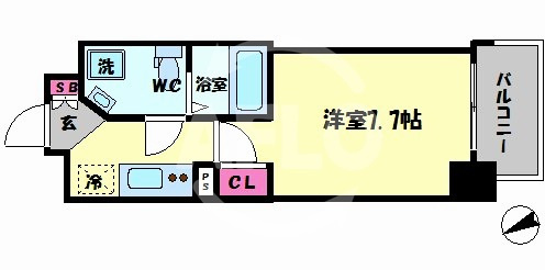 ラシュレエグゼ難波南の間取り|ラシュレエグゼ難波南　開放感ある間取