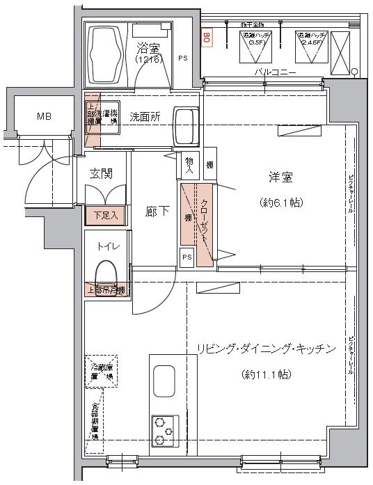 ハーモニーレジデンス東京イーストコア#003の間取り