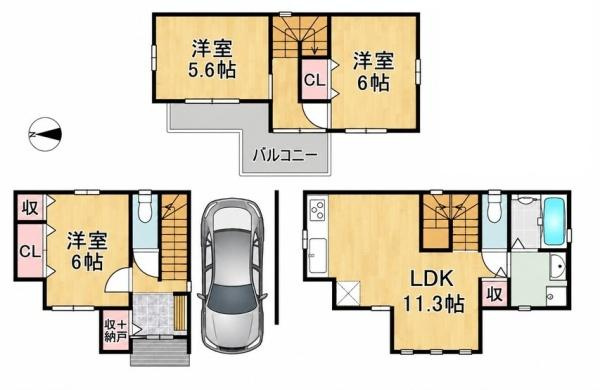 寝屋川市黒原旭町の新築一戸建の画像