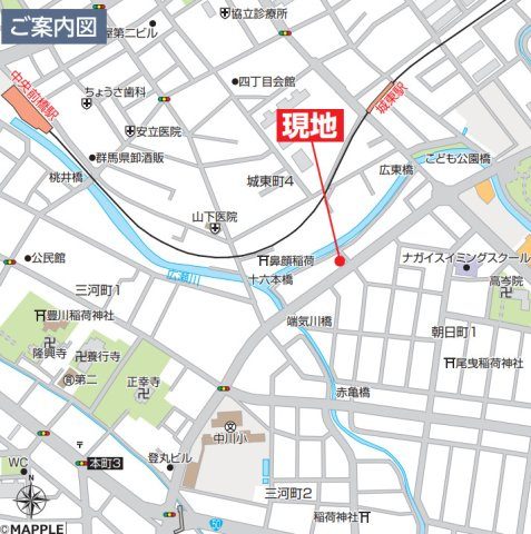 【新築】前橋市朝日町1丁目　限定１棟　ハートフルタウン　新築建売の地図