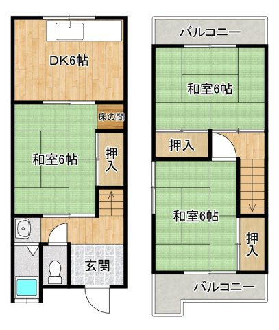 堺市西区宮下町の中古一戸建の間取り|両面バルコニーですので、通風良好！穏やかな風が舞い込む快適な住まい！