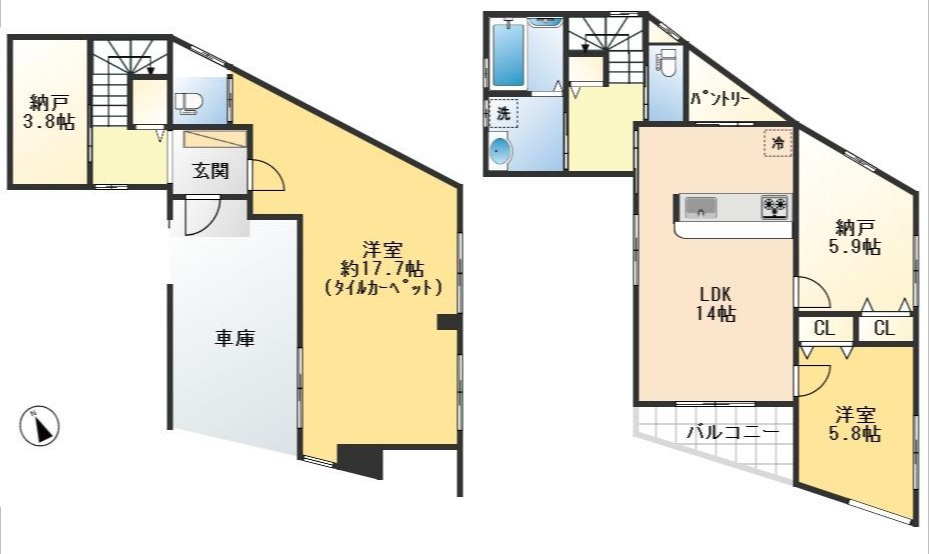 吹田市山田市場　中古戸建の間取り