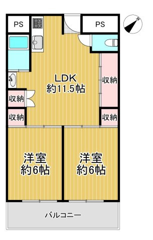 東部コーポ1号棟の間取り