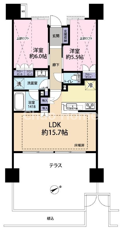 ライオンズ新小岩グランフォートの間取り|南東向きにつきまして日当たり・通風良好