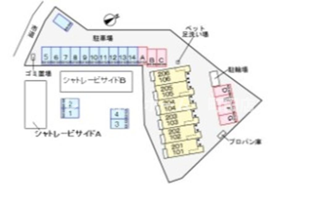 シャトレービサイド　Ａ※初期費用分割あと払いサービス利用可能物件の区画図