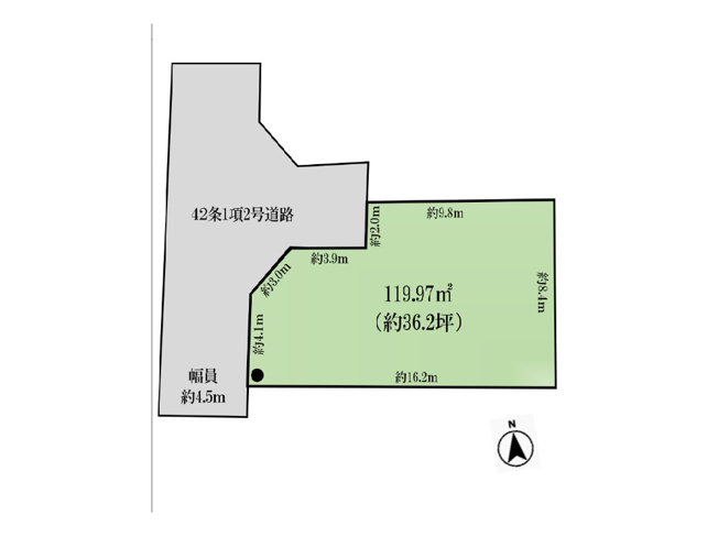 【区画図】 | 上依知売地 | 分譲地全体の配置と各区画の位置を示した図です。現況と異なる場合は現況を優先します。前面道路の幅や高低差、区画ごとの日当たりは現地でご確認いただけます。お気軽にお問い合わせください。